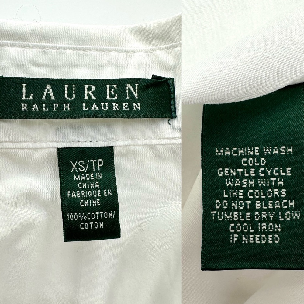 Lauren Ralph Lauren White Cotton Ruffle Front Button Down Shirt - Picture 14 of 16